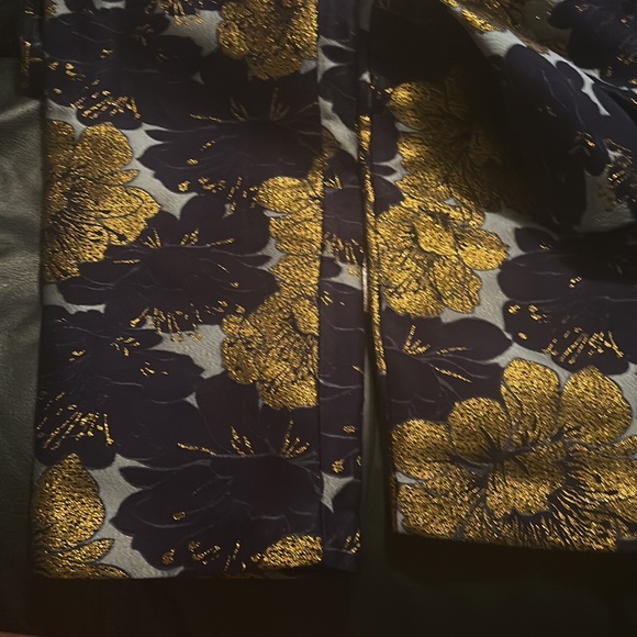 Blue and gold floral no waist pants. - Picture 4 of 5